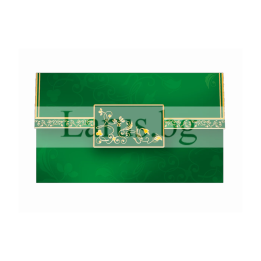 Тройно сгъваема зелена картичка с флорални мотиви - ПД 0125