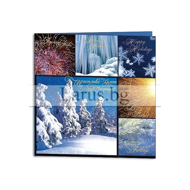 Двойна коледна картичка 1-ZD-0809 | Празнични пожелания