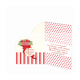 Дамска картичка за Рожден Ден с червени рози и брокат | 1-PD-0633