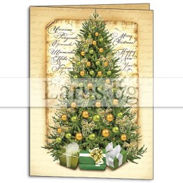 Коледна картичка с елха и подаръци 1-ZD-0928
