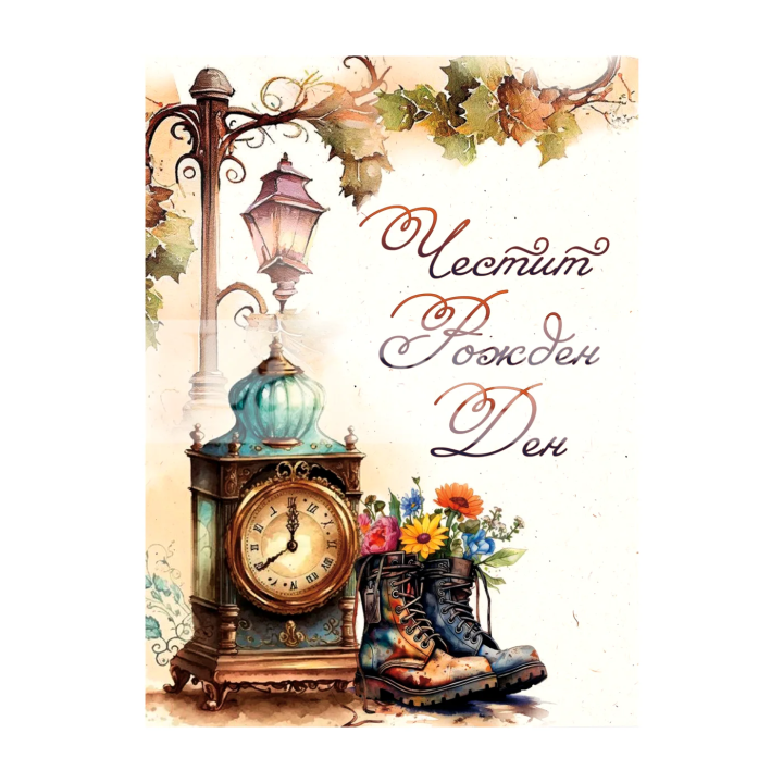 Картичка за рожден ден с винтидж дизайн - ПД 0858