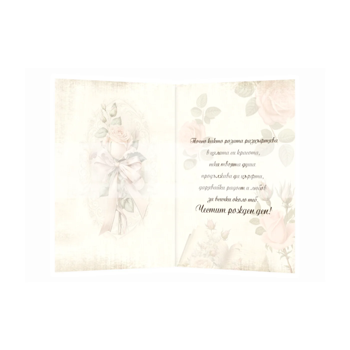 Романтична картичка за рожден ден с роза - 1-PD-0882