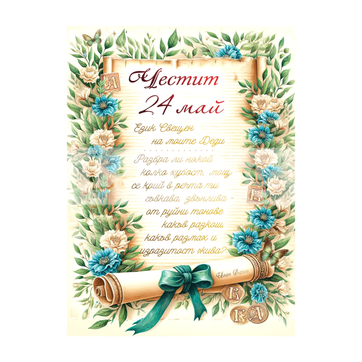 Поздравителна картичка за 24 май „Език свещен!“ - 1-PD-0898