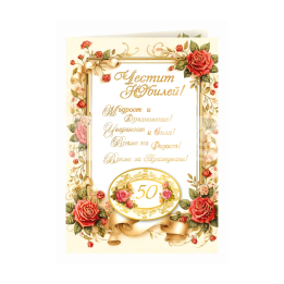 Двойна картичка "50 години вдъхновение и любов"-ПД 0909 1-PD-0909