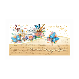 Поздравителна картичка за рожден ден с музика и пеперуди 1-PD-0953
