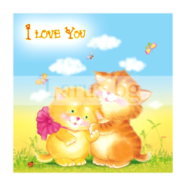 Мини картичка I Love You с котенца - 1-PM-0226