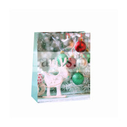 Коледна подаръчна торбичка с елен 32х26х12 см - 13-PT-0230