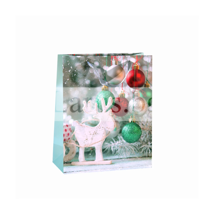 Коледна подаръчна торбичка с елен 32х26х12 см - 13-PT-0230