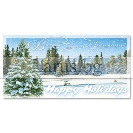 Коледна картичка с зимен пейзаж - 1-ZE-0153