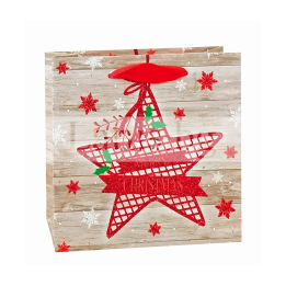 Коледна подаръчна торбичка с червена звезда 13-PT-0353