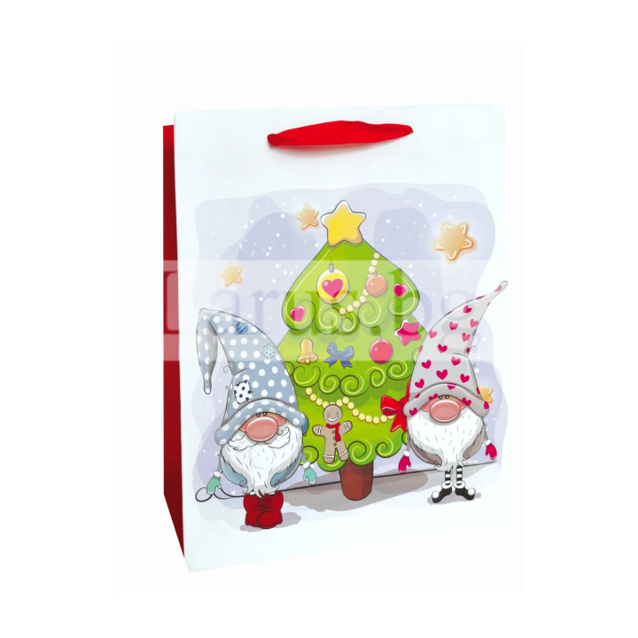 Коледна подаръчна торбичка с гномчета 30х40х12см