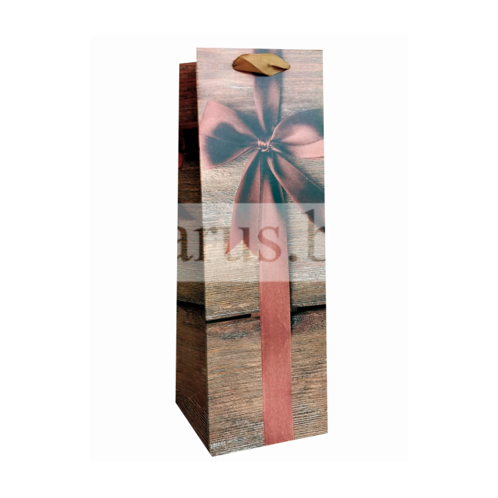 Подаръчна торбичка за вино с дървесен десен 0461