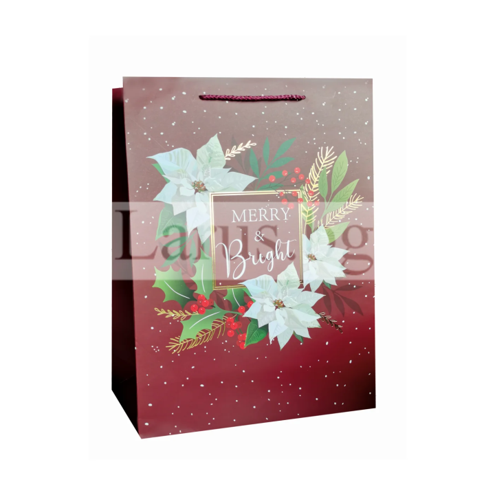 Коледна подаръчна торбичка Merry & Bright 30x40 см