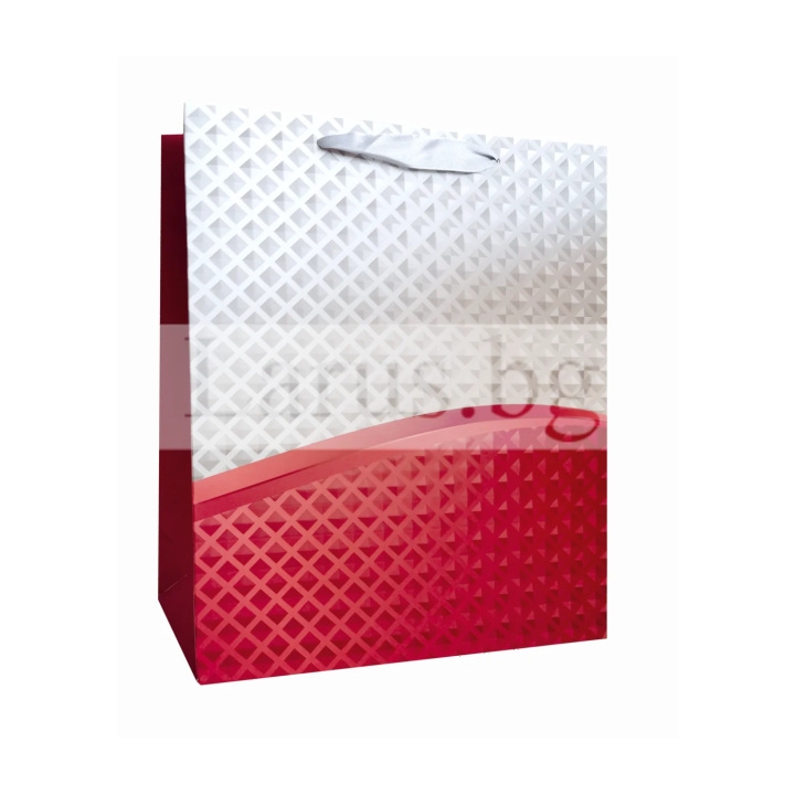 Подаръчна торбичка 26x10x32см - Бяло и червено