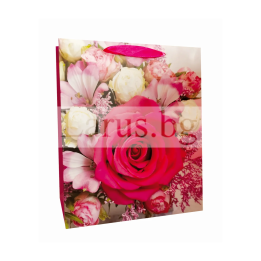 Подаръчна торбичка с рози 26x10x32см