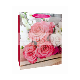 Подаръчна торбичка с рози - 26x10x32 см