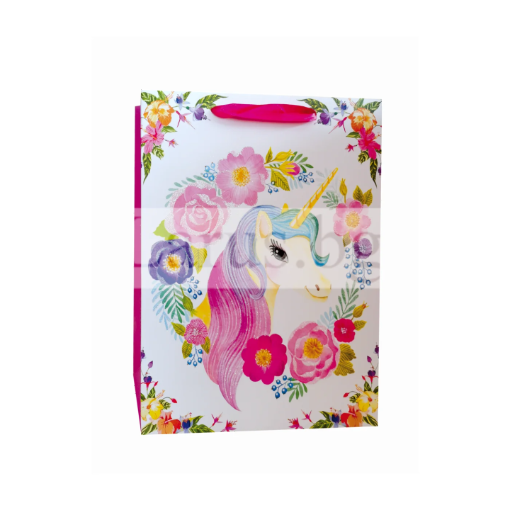 Подаръчна торбичка с еднорог - 30х12х40 см