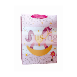 Детска подаръчна торбичка с конче-люлка 30х12х40см