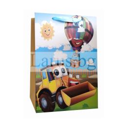Детска подаръчна торбичка с багер - 18x8x23 см