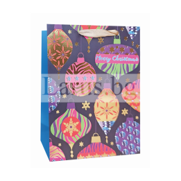 Коледна подаръчна торбичка с орнаменти 26х32х12 см