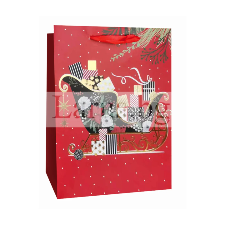 Коледна подаръчна торбичка с шейна - 26х32х12 см