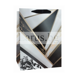 Луксозна подаръчна торбичка 26х32 см - Геометричен дизайн