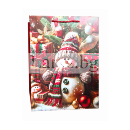 Коледна подаръчна торбичка със снежен човек 26х32 см