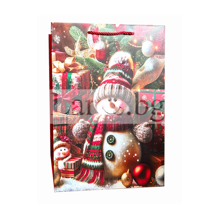 Коледна подаръчна торбичка със снежен човек - 30х40 см
