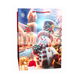 Коледна подаръчна торбичка със снежен човек 18х23 см