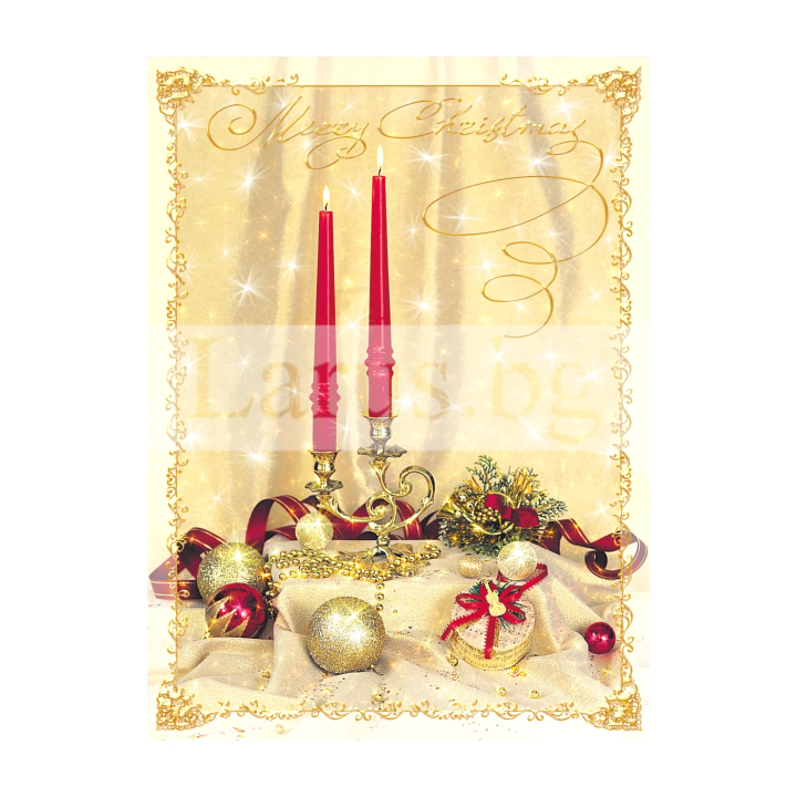 Коледна двойна картичка ZD-0009 | Празничен дизайн