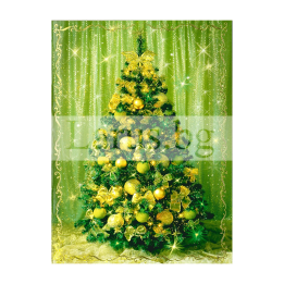 Коледна картичка със златна елха 1-ZD-0136