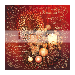 Коледна картичка с празнична свещ и златно фолио | 1-ZD-0284