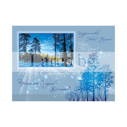 Зимна двойна картичка 0390 1-ZD-0390