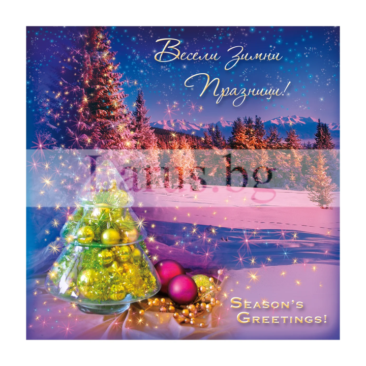 Зимна двойна картичка 0549 1-ZD-0549