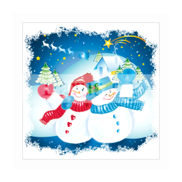 Коледна двойна картичка 1-ZD-0696 със снежни човеци