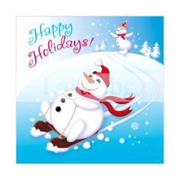 Зимна двойна картичка с весели снежни човеци ZD-0698