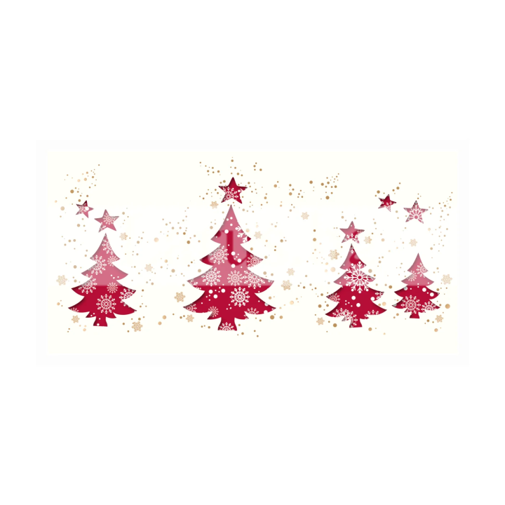 Коледна двойна картичка ZD-1028 с елхи и златисти акценти