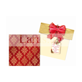 Луксозна коледна картичка ZD-1050 с червена панделка