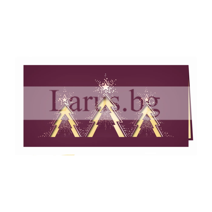 Луксозна коледна картичка с елхи - ZD-1082