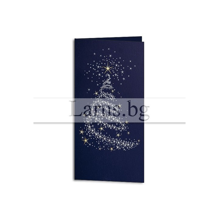 Луксозна коледна картичка 0981 - Златно и сребърно фолио