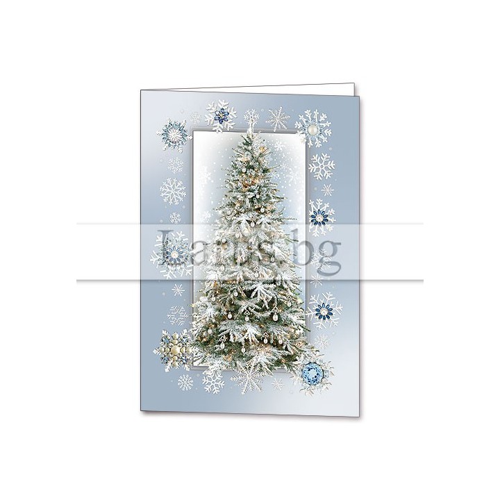Луксозна коледна картичка със снежна елха - ZD-0982