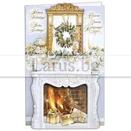 Новогодишна картичка с горяща камина 1-ZD-0975
