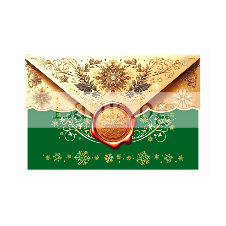Коледна картичка-плик ЗД 1203 - Златисти снежинки