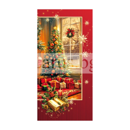 Коледна картичка с елха и подаръци 1-ZE-0297