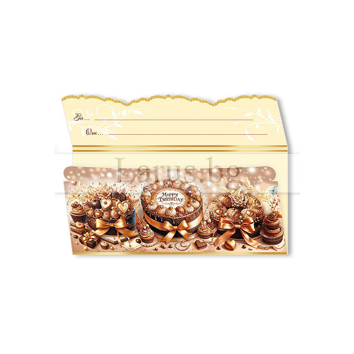 Двойна картичка за рожден ден - Шоколадова торта 1-PD-0964