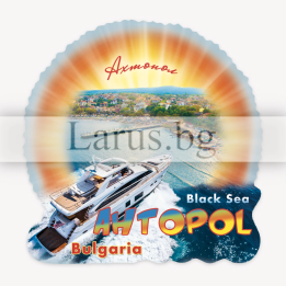 Магнитен сувенир Ахтопол - яхта и морски пейзаж