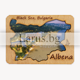 Магнитен сувенир Албена с дървена рамка | Сувенири от България