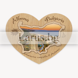 Магнитен сувенир Албена с дървен елемент - 12-mdAL-0024