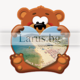Магнитен сувенир Албена - Мече с изглед от плажа