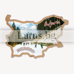 Дървен магнит Банско - карта на България | Сувенир